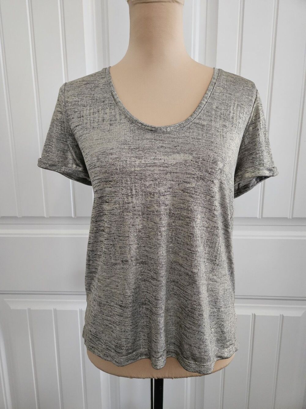 Anthropologie Luminary Shine Top Scoop Neck Short Sleeve Size Small EUC